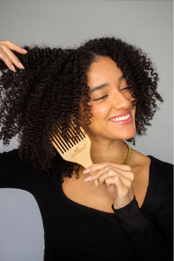 Bamboo Pick on curly hair