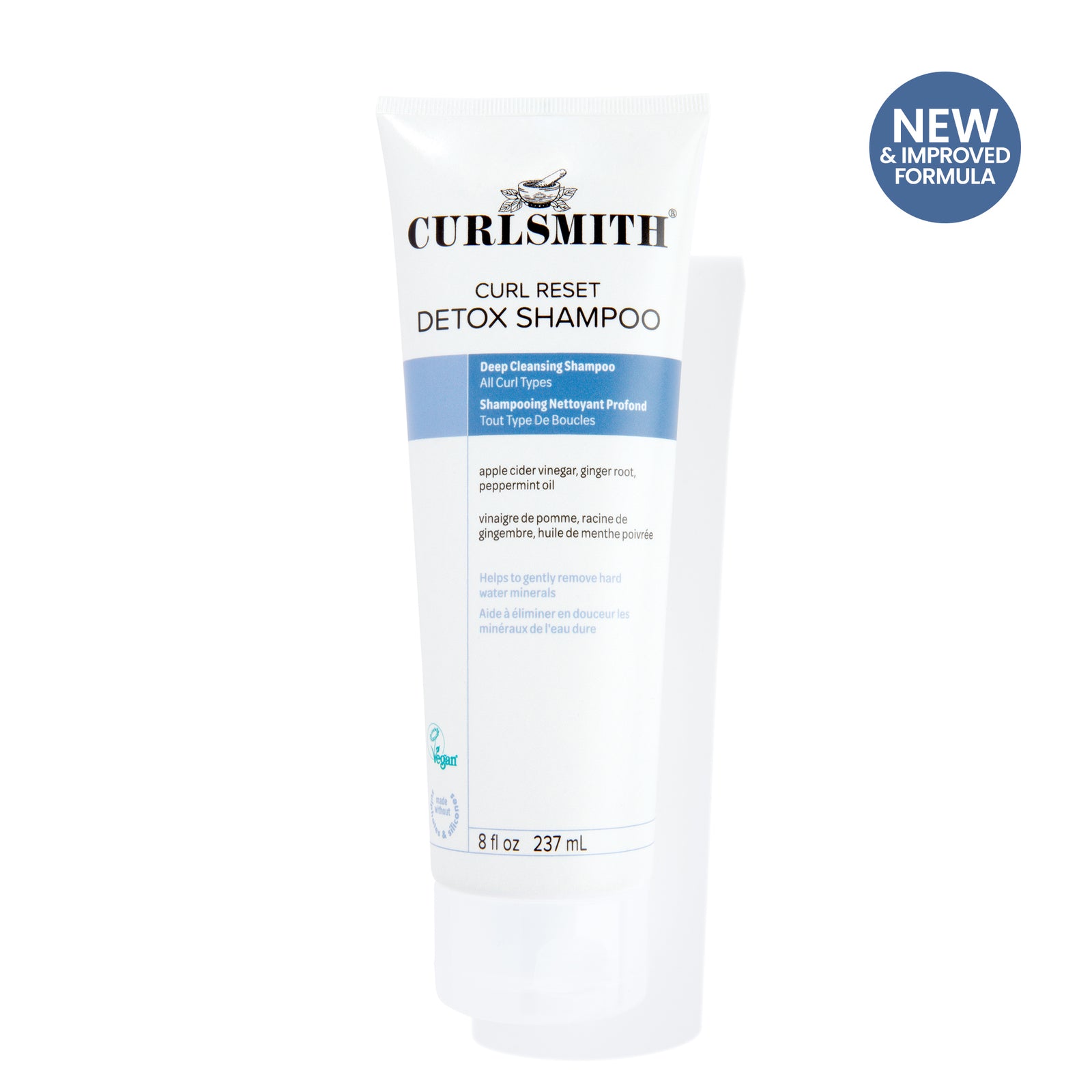 Curlsmith Curl Reset Detox Shampoo bottle on a white background