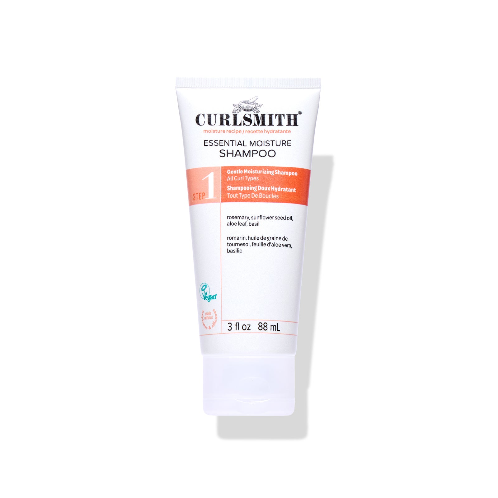 Curlsmith Essential Moisture Shampoo tube on a white background
