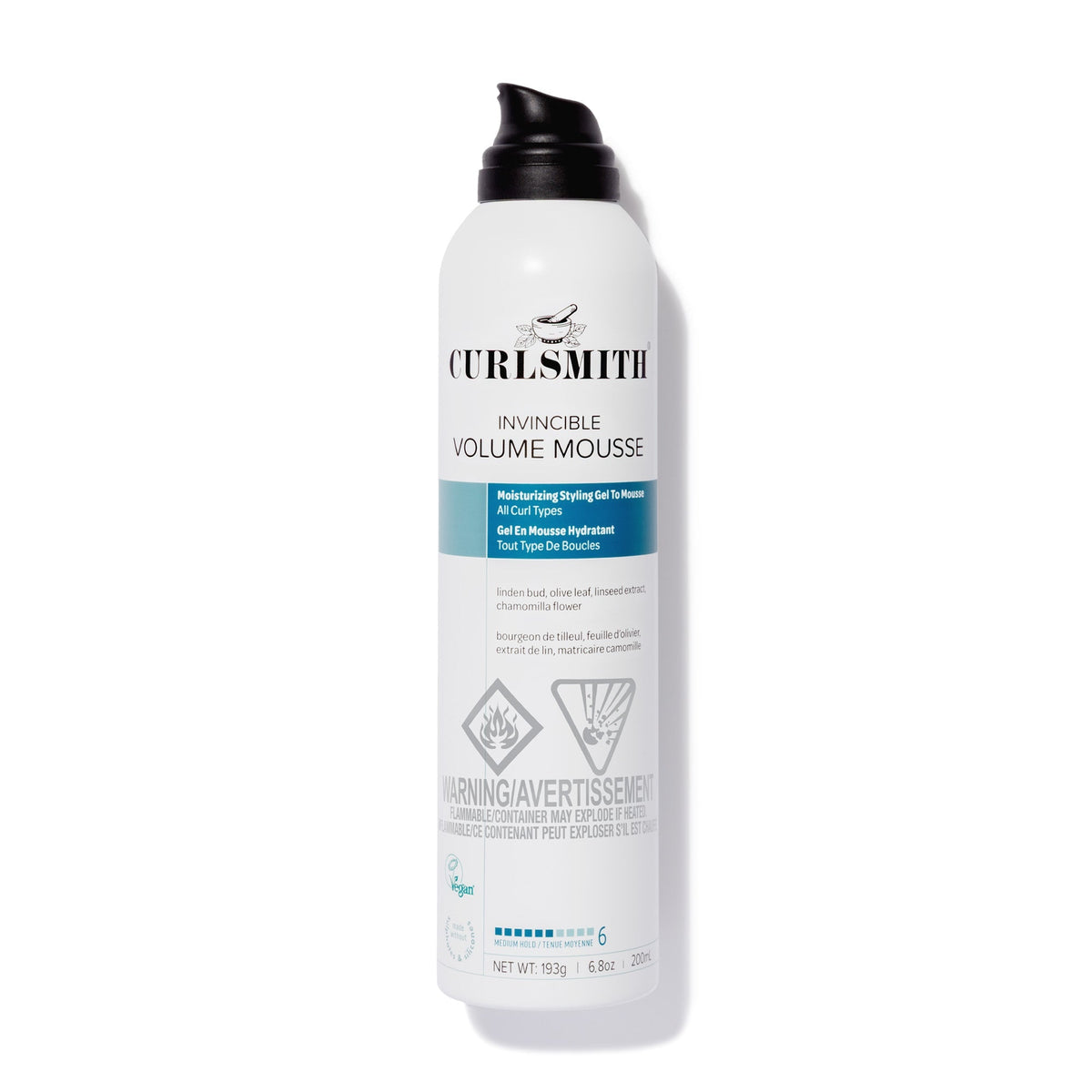 Curlsmith Invincible Volume Mousse can on a white background